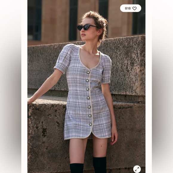 BNWT Free People Plaid Juni B Mini Dress - Picture 1 of 3